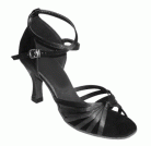 Francine - Black Satin - Latin or Ballroom Dance Shoe