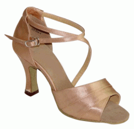 Rachel - Tan Satin - Latin or Ballroom Dance Shoe