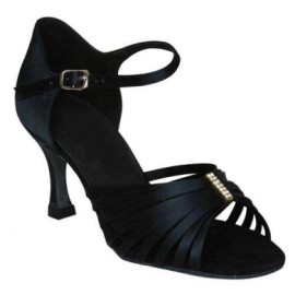 Tara - Black Satin - Latin or Ballroom Dance Shoe