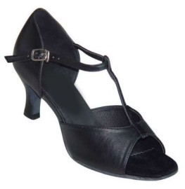 Jane - Black Leather - T-Strap Latin or Ballroom Dance Shoe