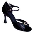 Monique - Black Satin Latin or Ballroom Dance Shoe
