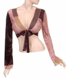 Pink & Brown - Lace & Velvet Bolero Jacket
